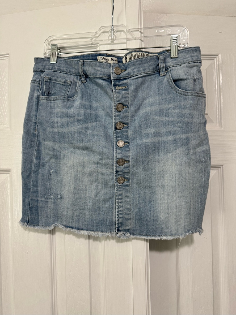 Indigo Rein Light Blue Button-Front Denim Mini Skirt